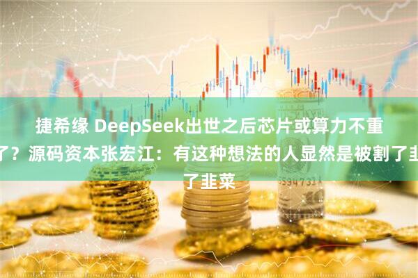 捷希缘 DeepSeek出世之后芯片或算力不重要了？源码资本张宏江：有这种想法的人显然是被割了韭菜